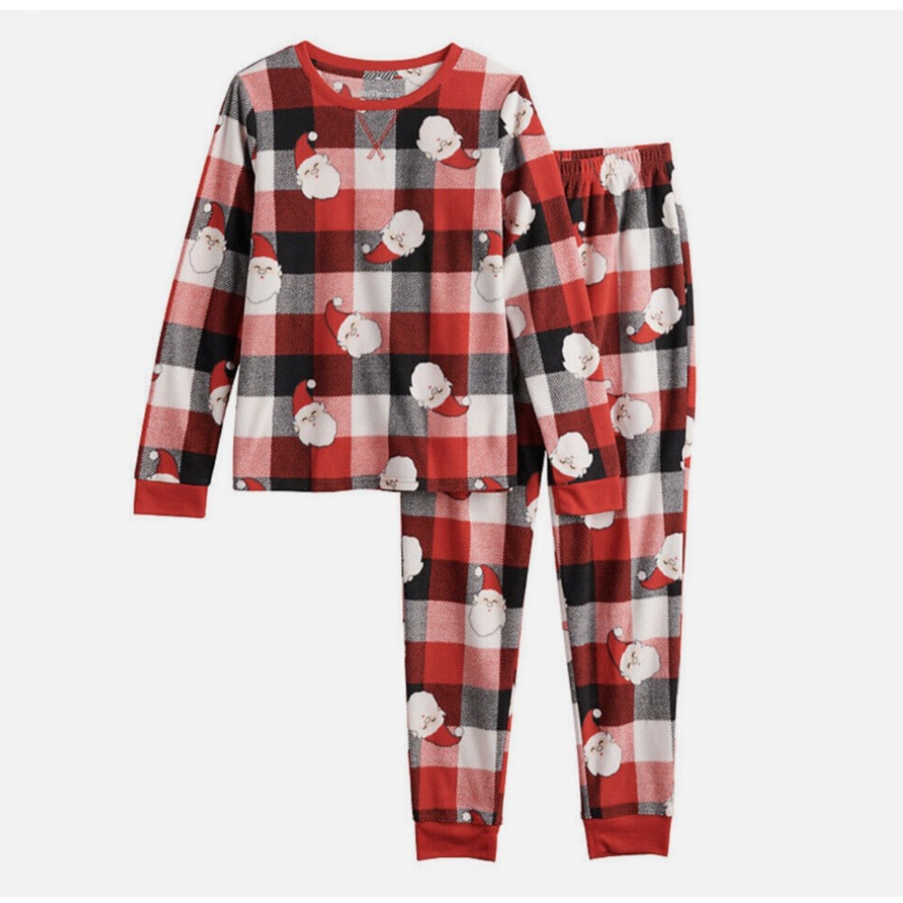 Girl's Jammies For Your Families Santa Plaid Pajama Set Size L (10/12) NWT Soft